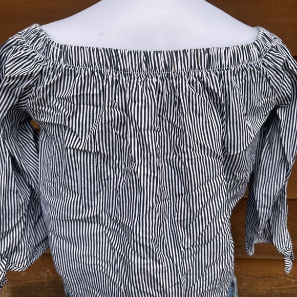 Active USA Off the Shoulders Striped Blue White Jump Ship Top Size M - Picture 8 of 9